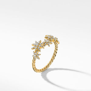 Starburst Cluster Band Ring in 18K Yellow Gold with Pavé Diamonds, Size 7