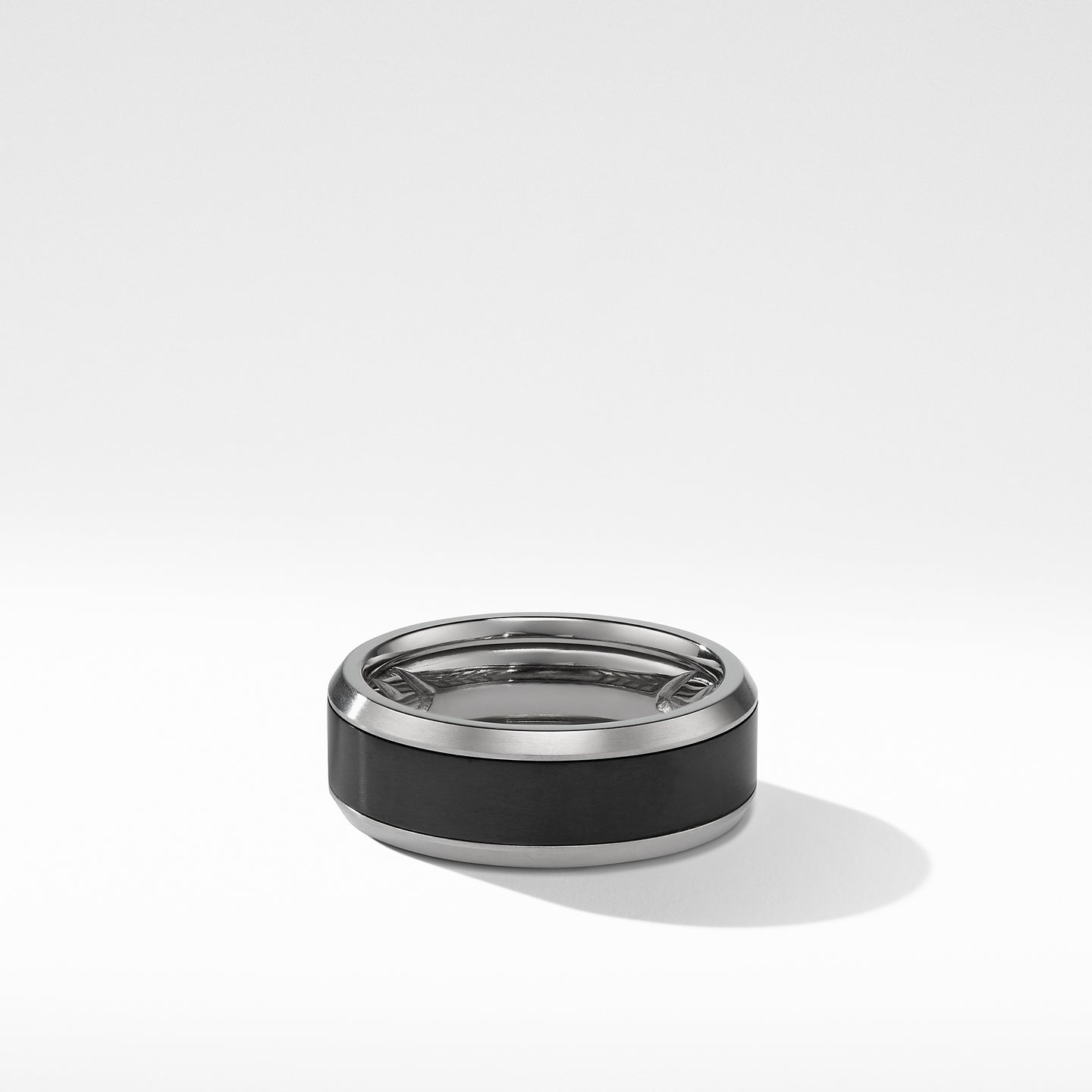 Beveled Band Ring in Grey Titanium with Black Titanium, Size 9