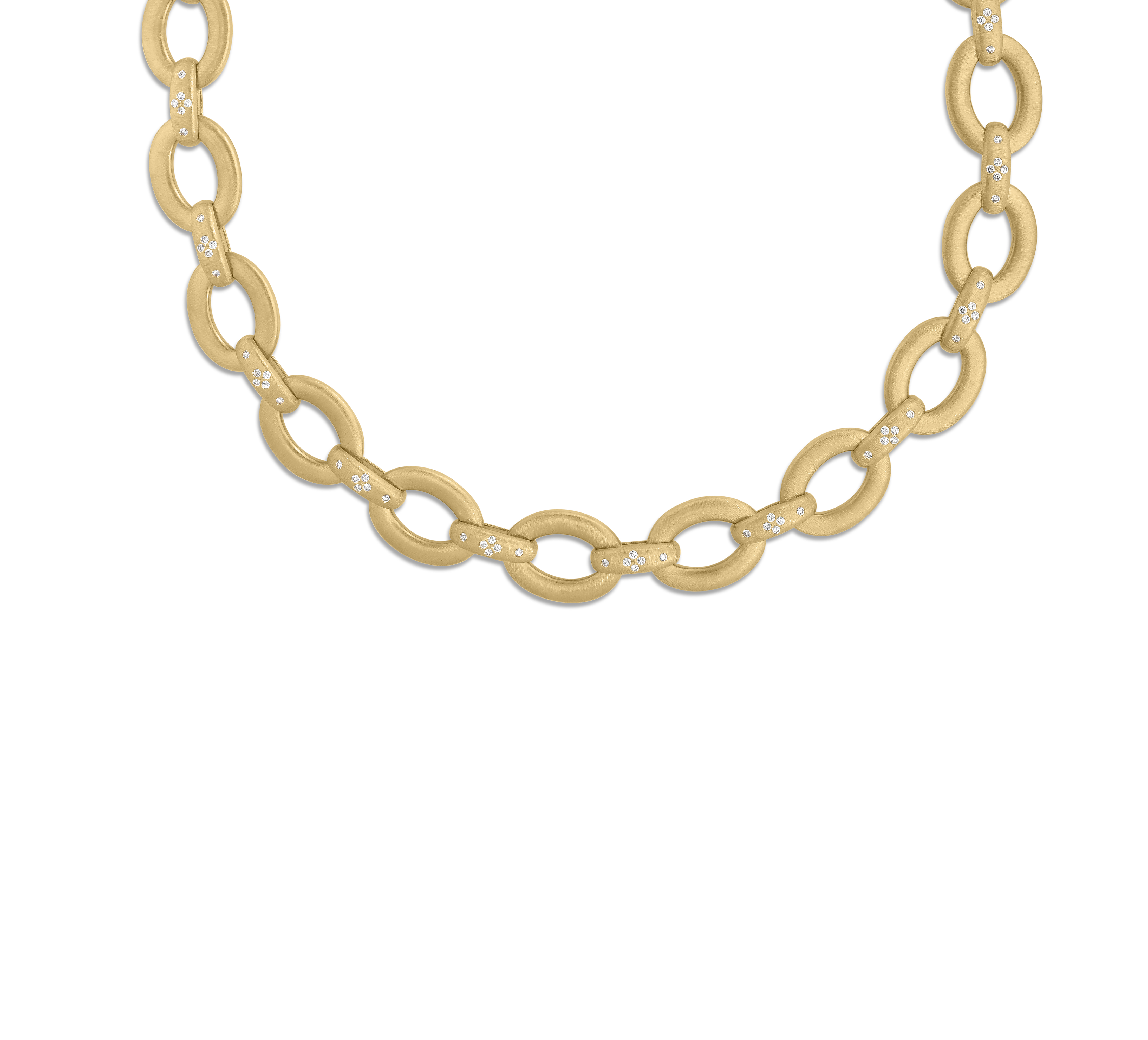 18K YELLOW DESIGNER GOLD ALTERNATING ROUND AND OVAL LINK CHAIN NECKLACE