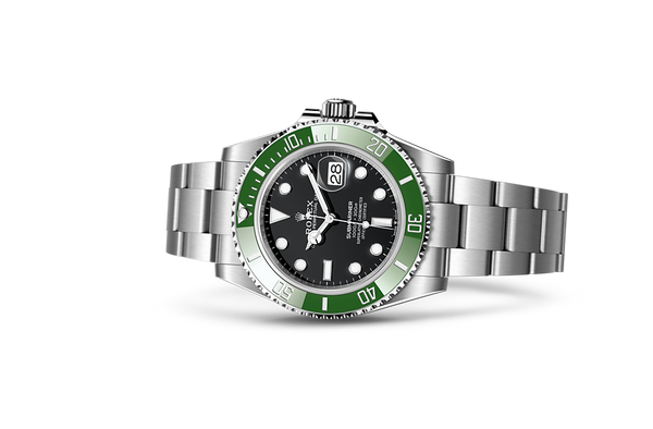 Rolex Men's Submariner Date Watch 16610LV - Black Dial - Oystersteel Case - Bezel with Green Cerachrom Insert in Ceramic - Oystersteel Oyster Bracelet