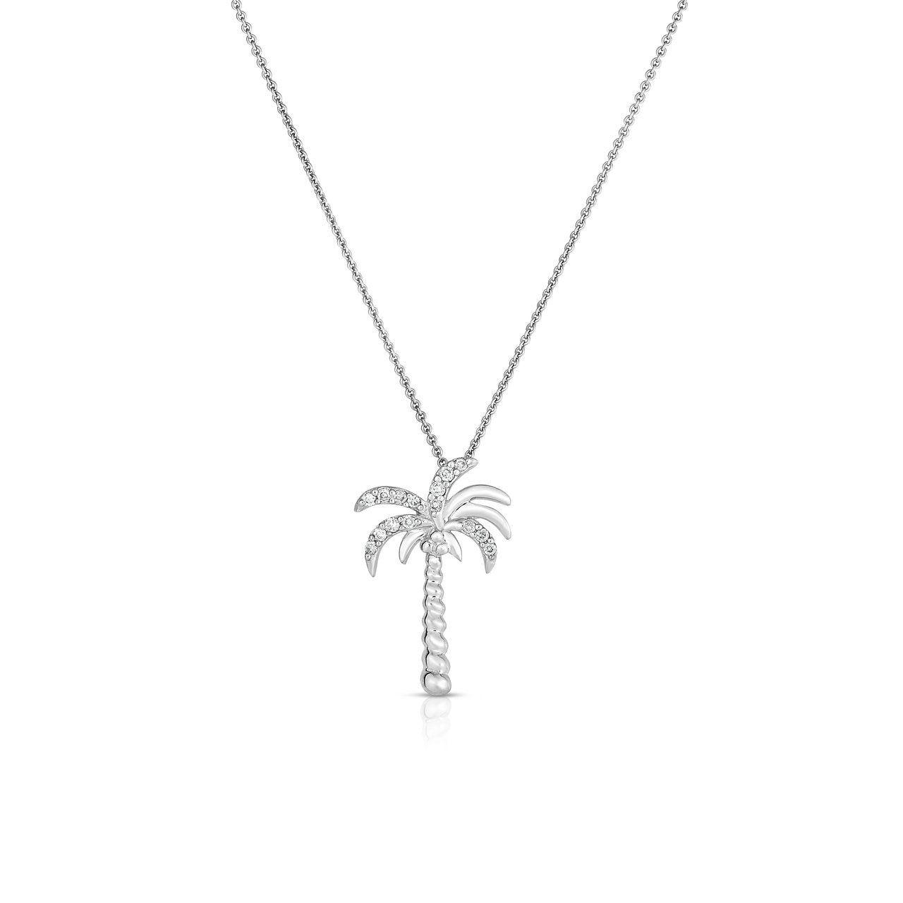 14k White Gold Diamond Palm Tree Necklace Finks 4595