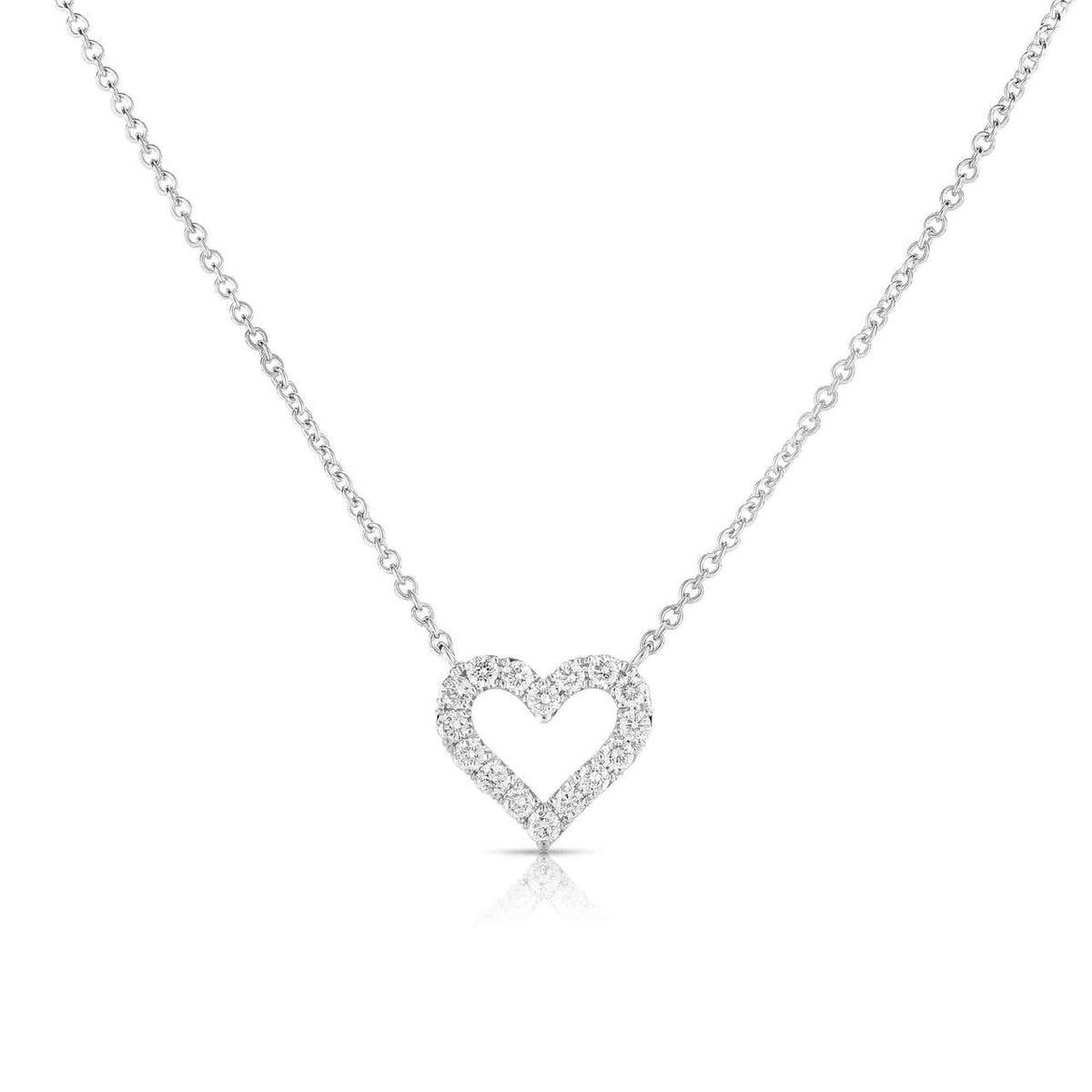 White Gold Round Diamond Heart Pendant | Fink's Jewelers