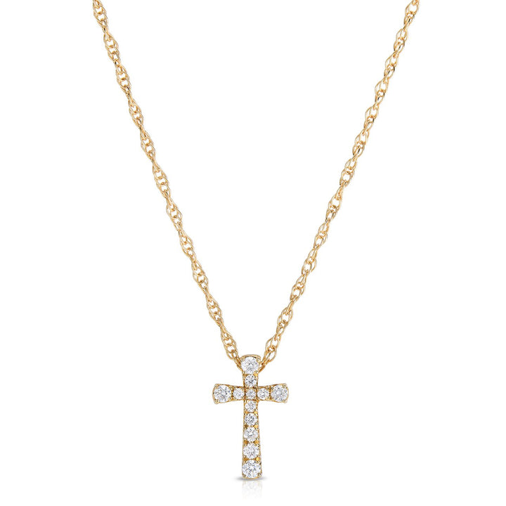 14K Yellow Gold Cross Pendant Necklace with Diamonds | Fink's